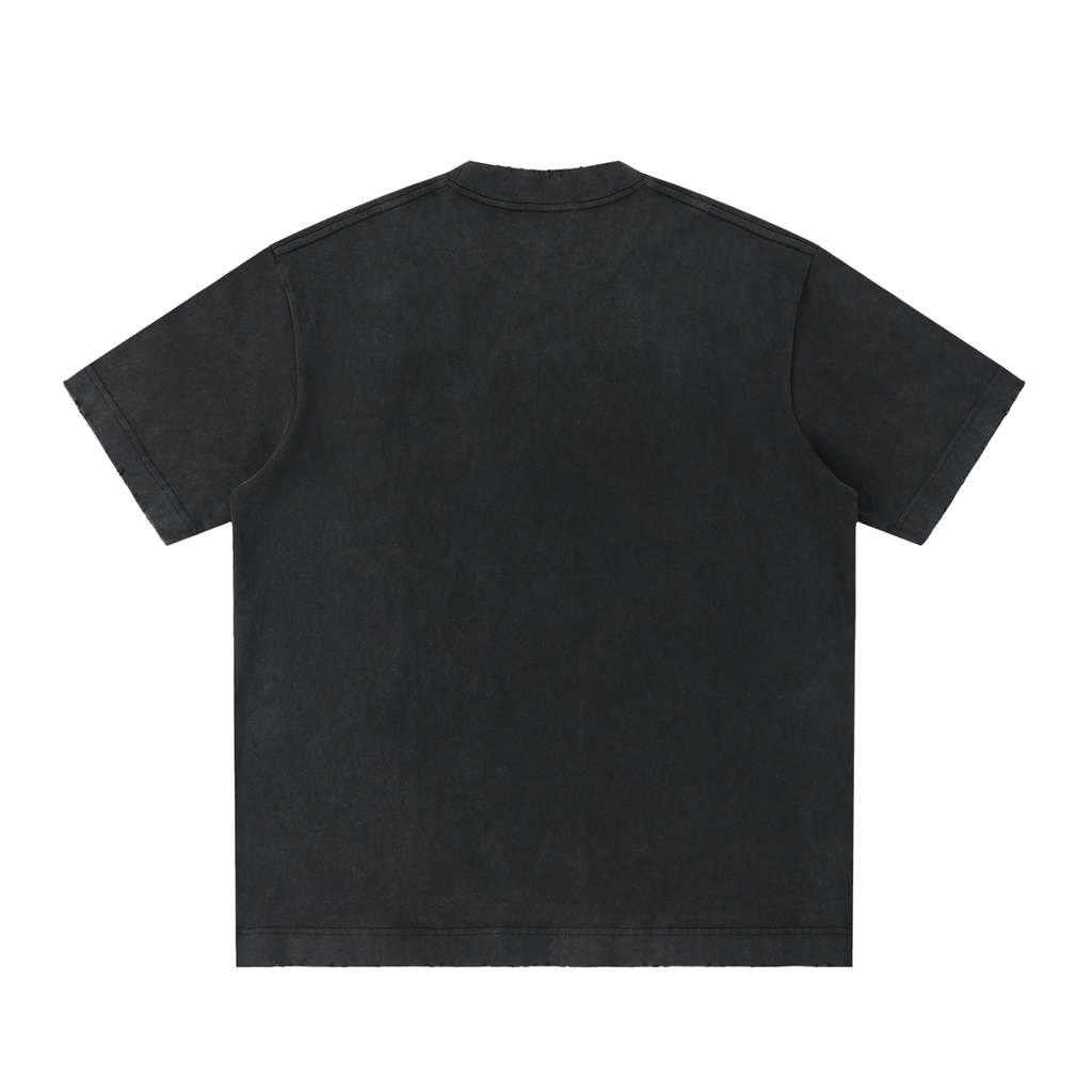 The Baseline Heavyweight Tee in vintage-wash Black — back