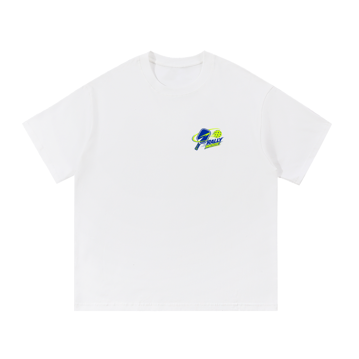 White essential cotton T-shirt with small chest logo, crew neck, short sleeves