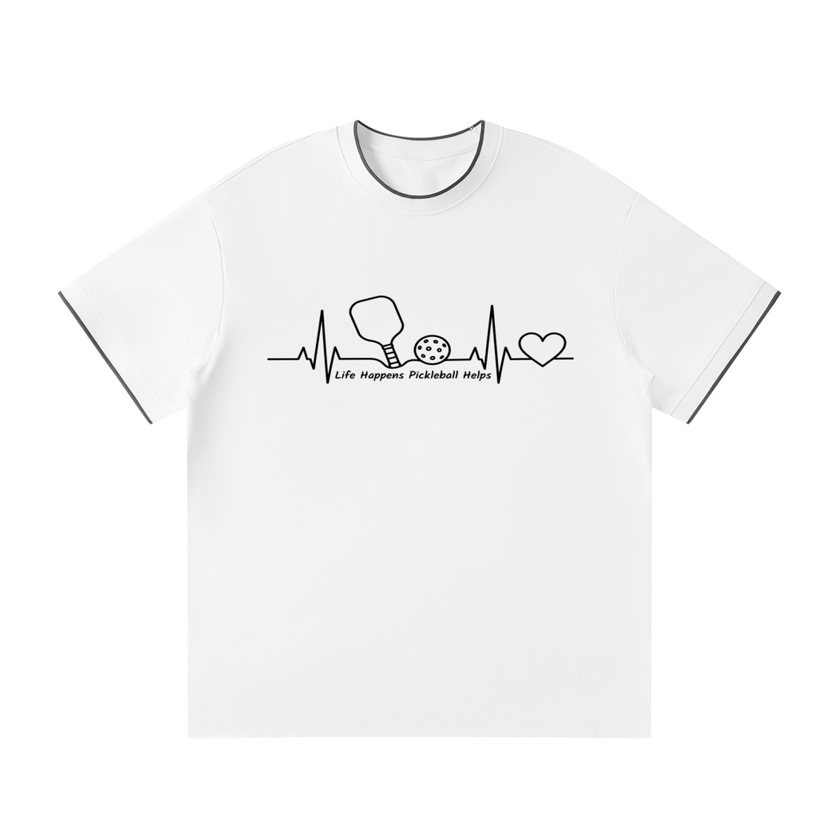 Unisex regular-fit T-shirt, white with stethoscope heartbeat graphic on chest