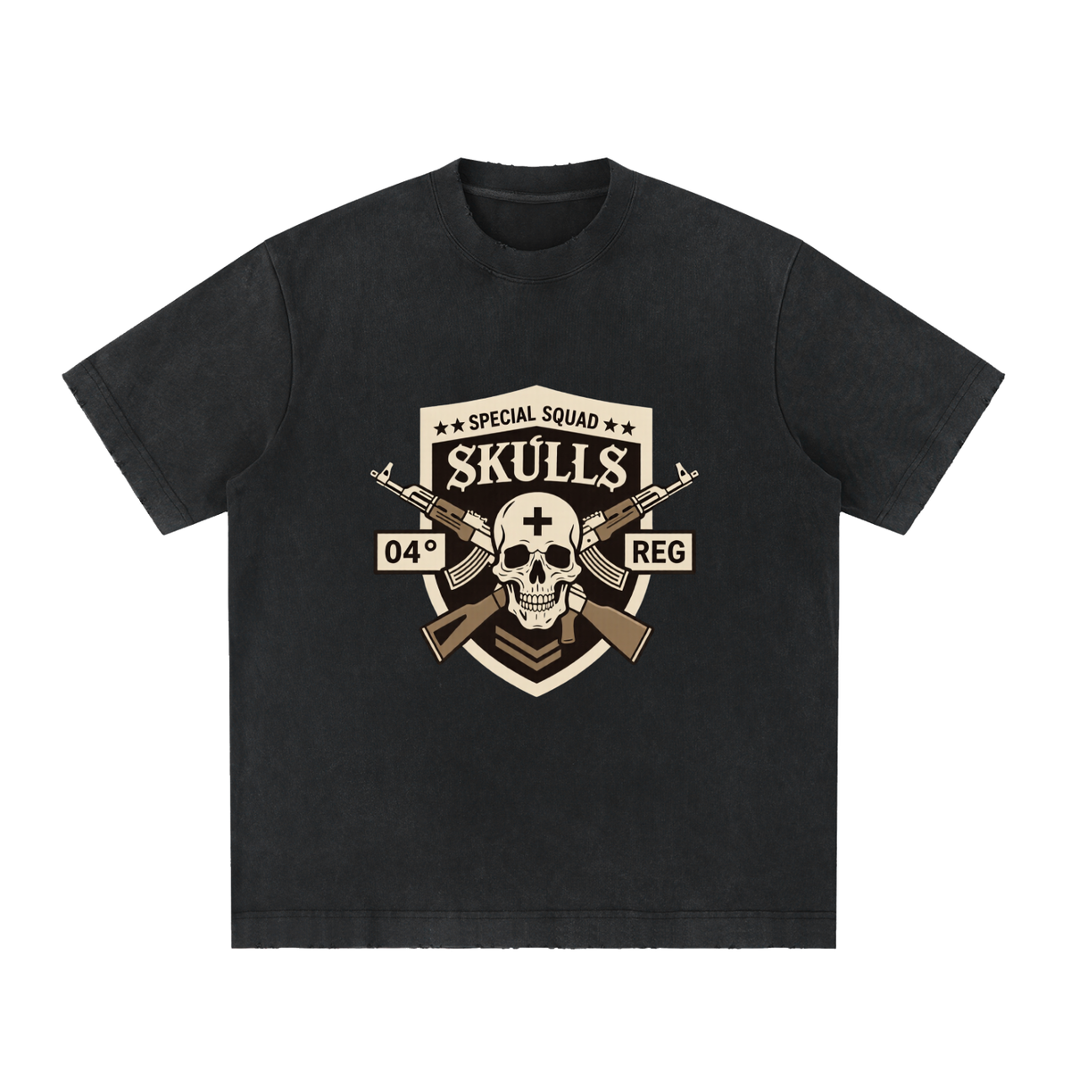 The Baseline Heavyweight Tee in vintage-wash Black — front