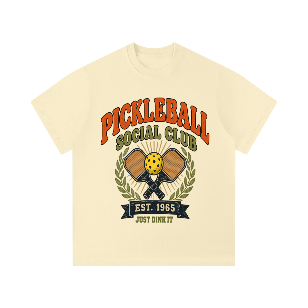 Unisex apricot regular-fit solid T-shirt with front Pickleball club graphic