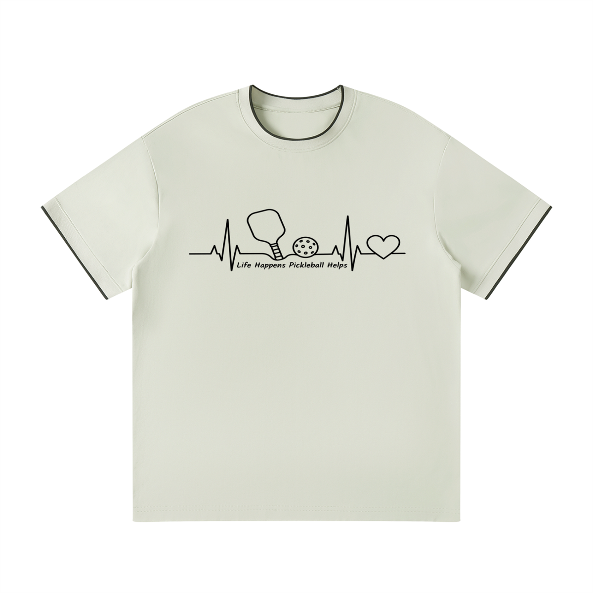 Unisex regular-fit T-shirt, light green with stethoscope heartbeat graphic on chest