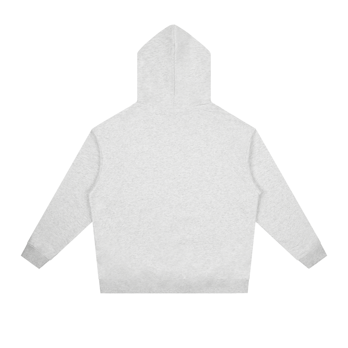 Heather gray pullover hoodie with hood, back view, and kangaroo pocket