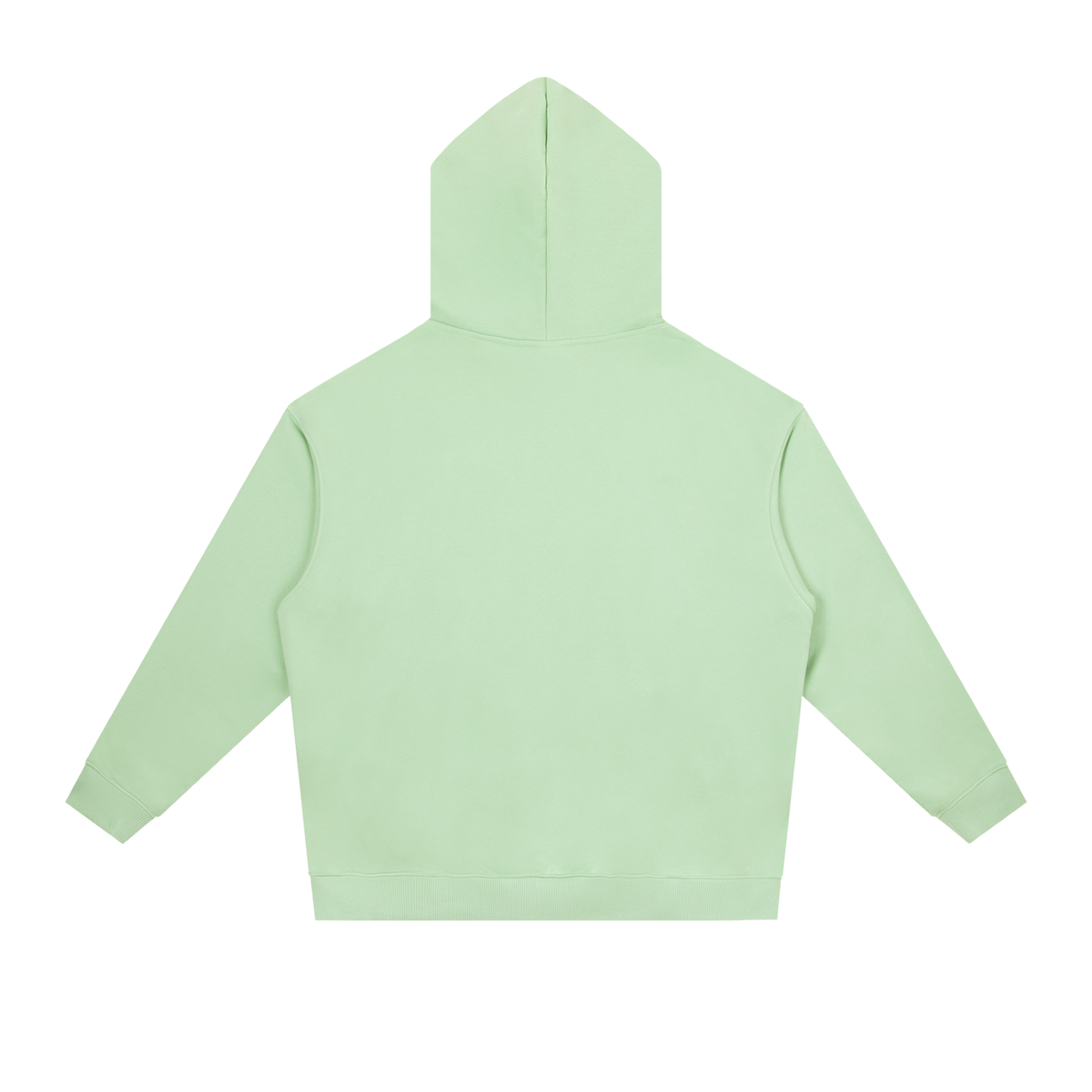 Light green heavy hoodie back view with drawstring hood and kangaroo pocket