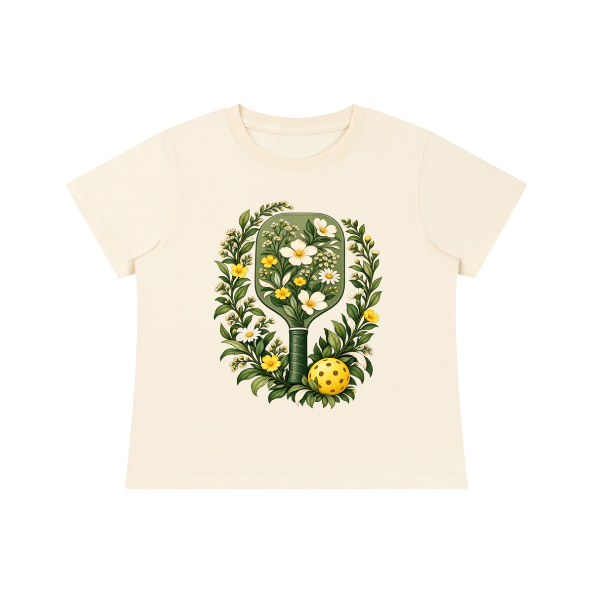 Light apricot quick-dry baby T-shirt with floral tree graphic