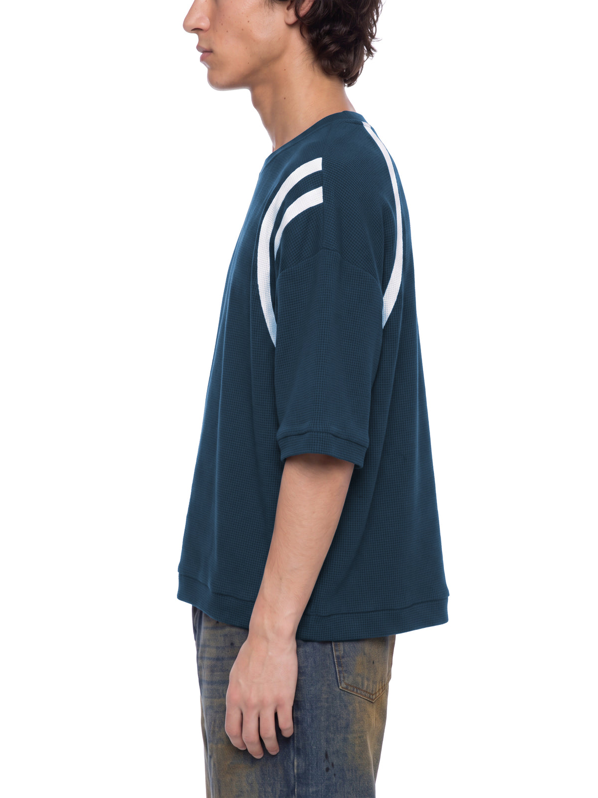 Unisex Color Block Waffle Boxy T-Shirt